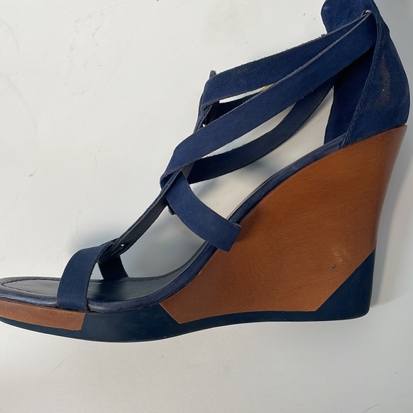 KATE SPADE Blue Suede Wedge Sandals Size 7 - Picture 12 of 14